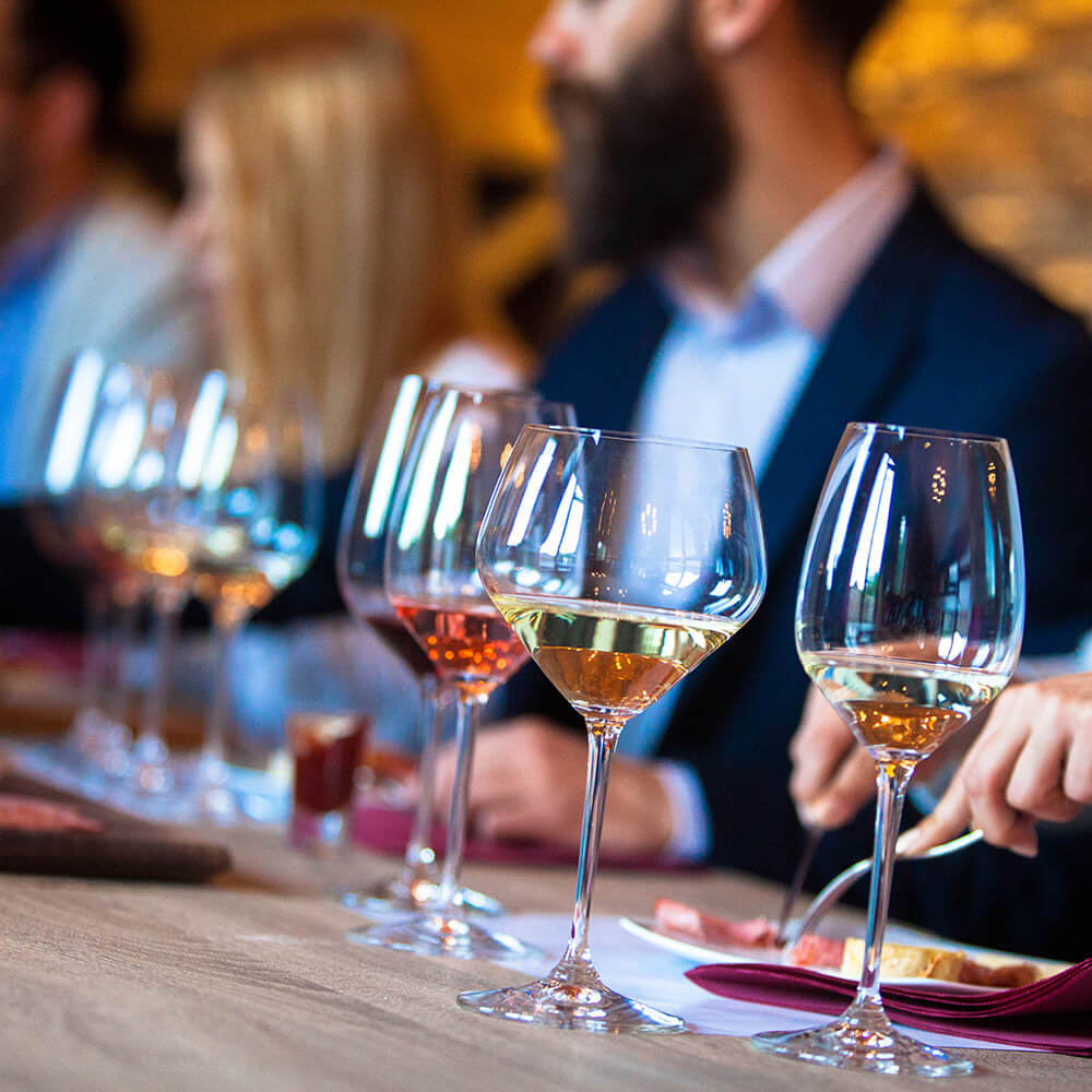 wine glasses on table